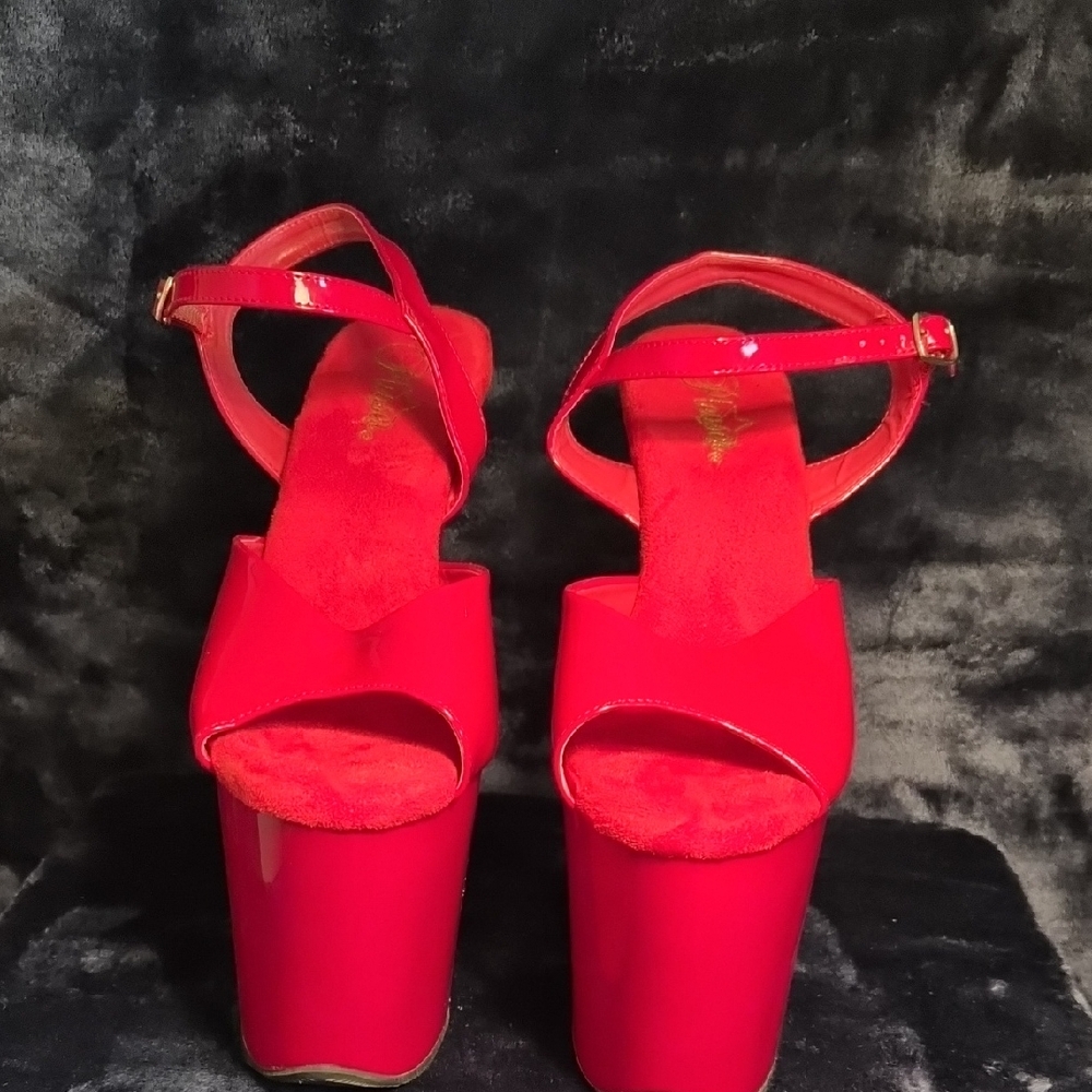 Pleaser Glossy Red Platform Sandals